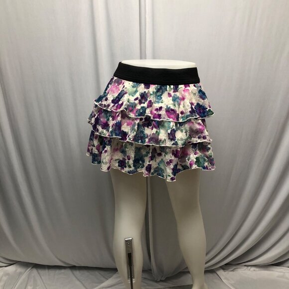 Joe Benbasset Ruffled Mini Skirt Womens Size Medium Floral Lace Stretch Fairy - Picture 3 of 5